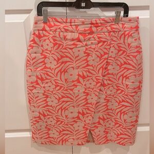 Fuschia/neon pink floral J Crew faux wrap skirt